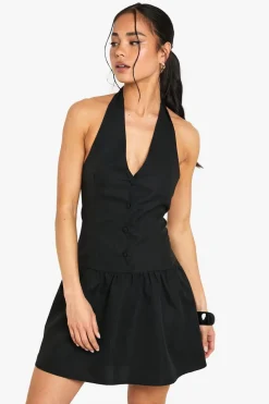 Dresses^Nasty Gal Halterneck Button Down Smock Dress |