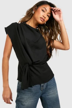 Tops^Nasty Gal Hammered Knot Front Cowl Neck Blouse |