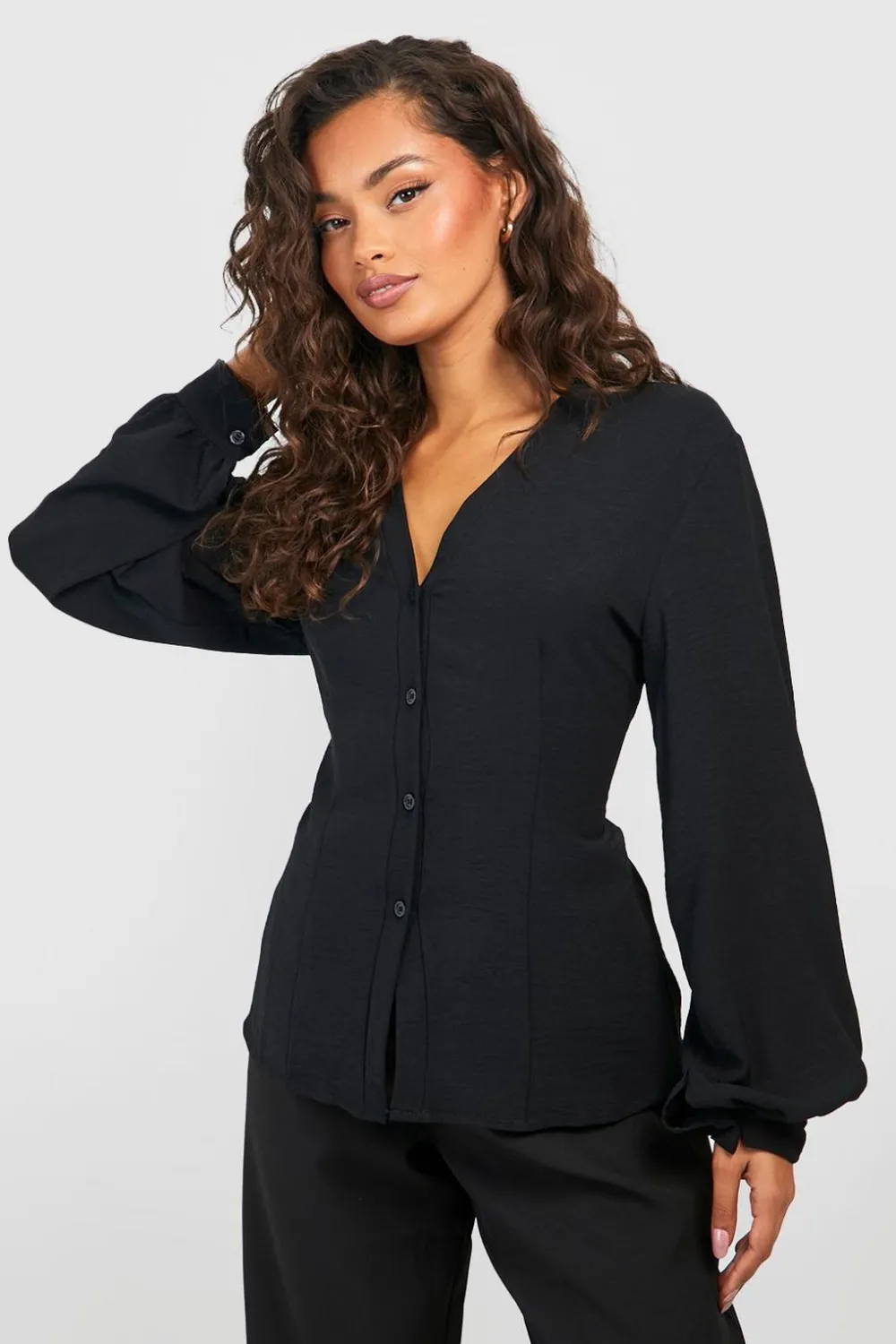 Tops^Nasty Gal Hammered Volume Sleeve Fitted Blouse |