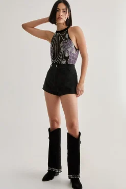 Bodysuits|Tops^Nasty Gal Hand Embellished Placement Bodysuit |