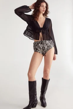 Sequin Outfits|Animal Print^Nasty Gal Hand Embellished Zebra Mixed Disc Sequin Booty Short |