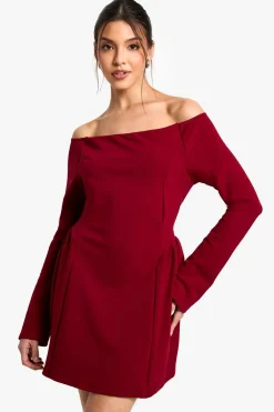 Dresses^Nasty Gal High Bardot Tie Back Skater Dress |