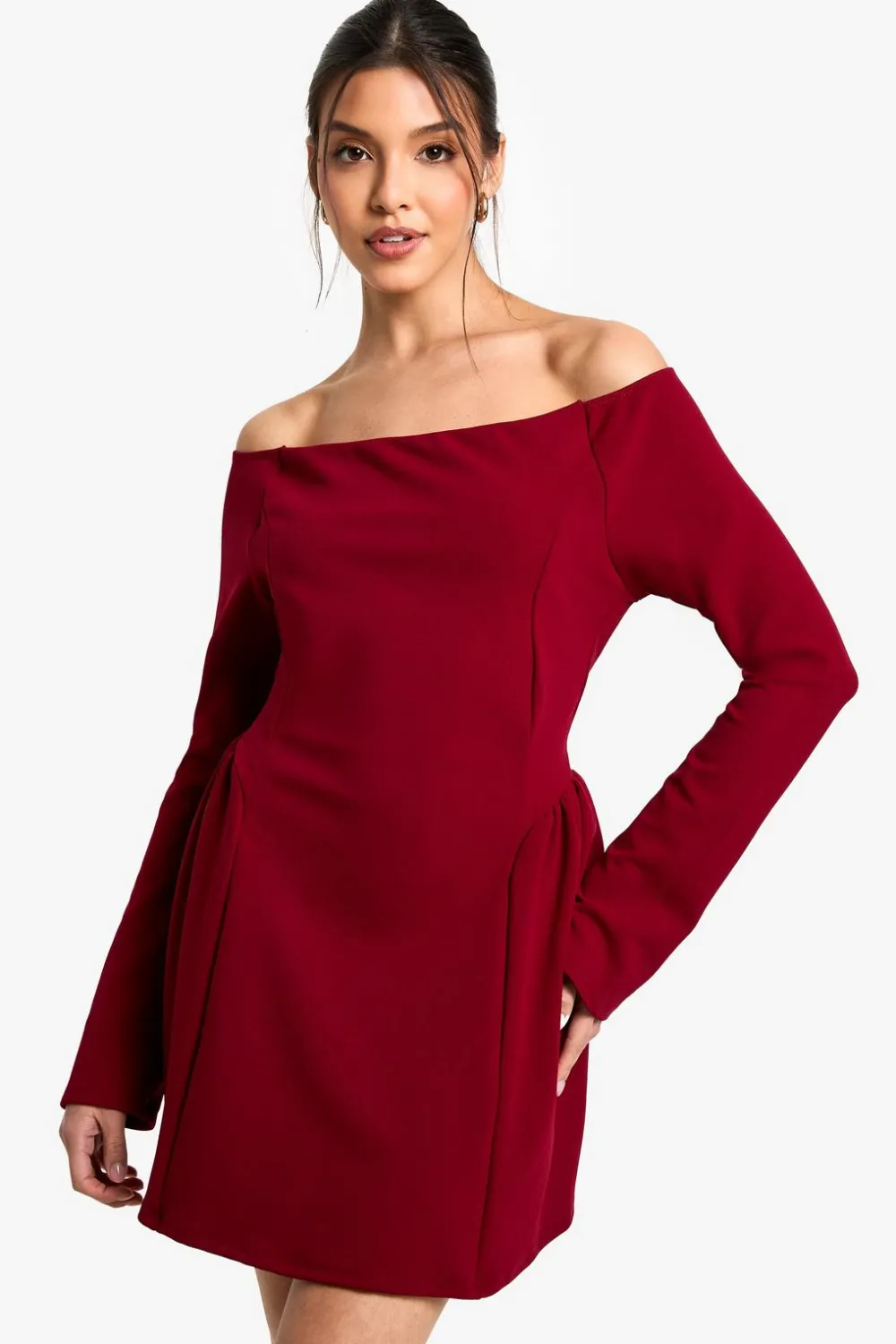 Dresses^Nasty Gal High Bardot Tie Back Skater Dress |