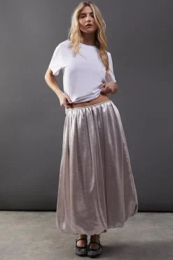 Skirts|Skirts^Nasty Gal High Shine Metallic Puff Ball Midi Skirt |