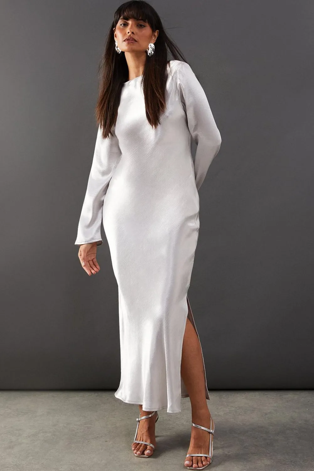 Dresses^Nasty Gal High Shine Metallic Satin Column Midi Dress |