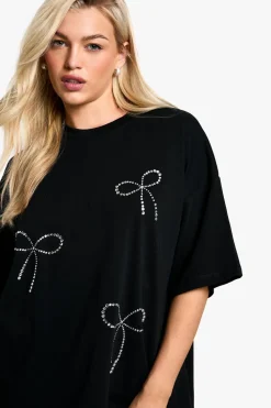 T-shirts|T-shirts^Nasty Gal Hotfix Bow Oversized T shirt |