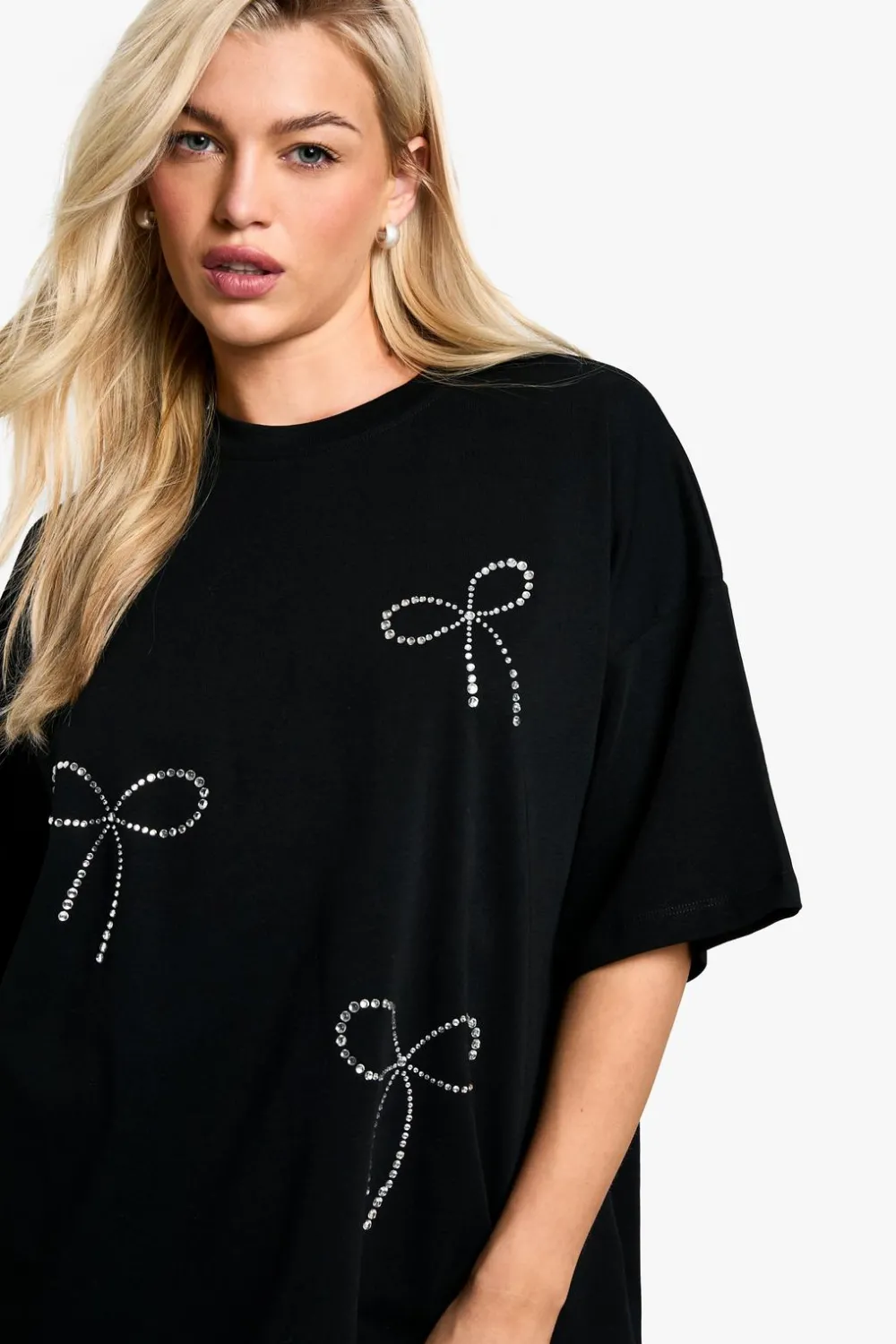 T-shirts|T-shirts^Nasty Gal Hotfix Bow Oversized T shirt |