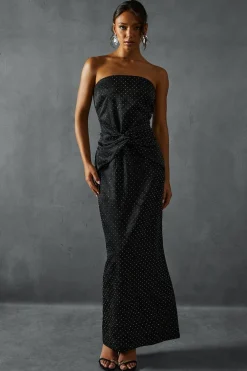 Dresses^Nasty Gal Hotfix Diamante Satin Bandeau Midi Dress |