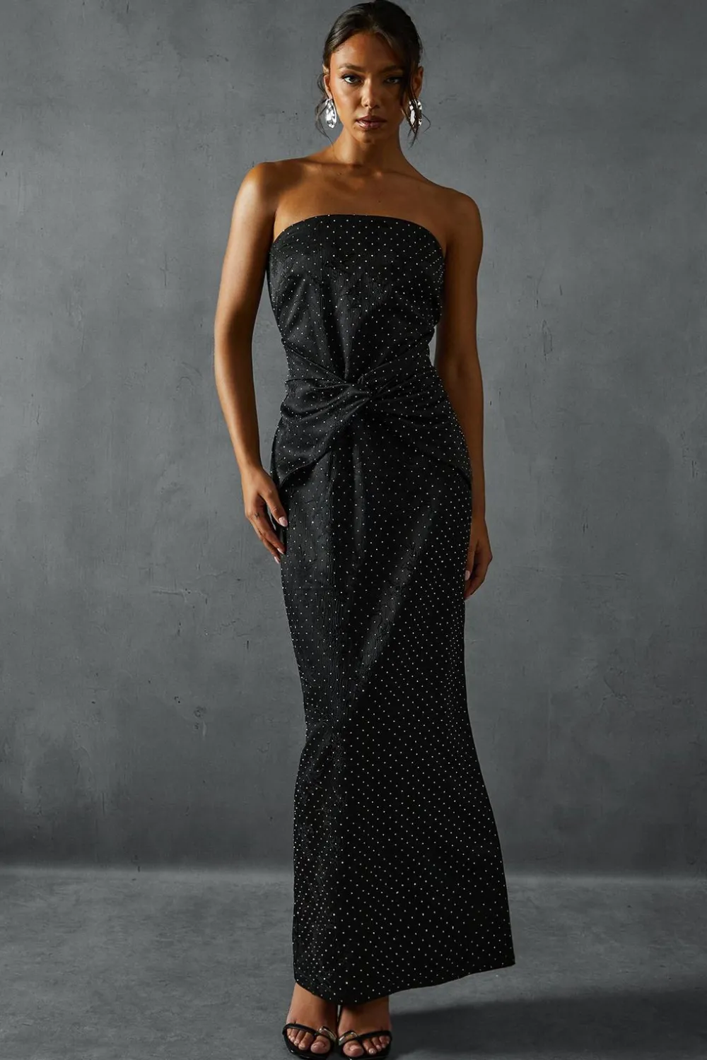 Dresses^Nasty Gal Hotfix Diamante Satin Bandeau Midi Dress |