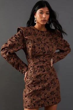 Dresses^Nasty Gal Jacquard Frill Puff Sleeve Shift Mini |