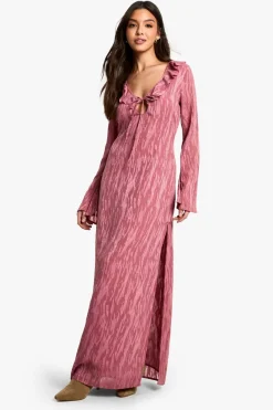 Dresses^Nasty Gal Jacquard Frill Side Split Maxi Dress |