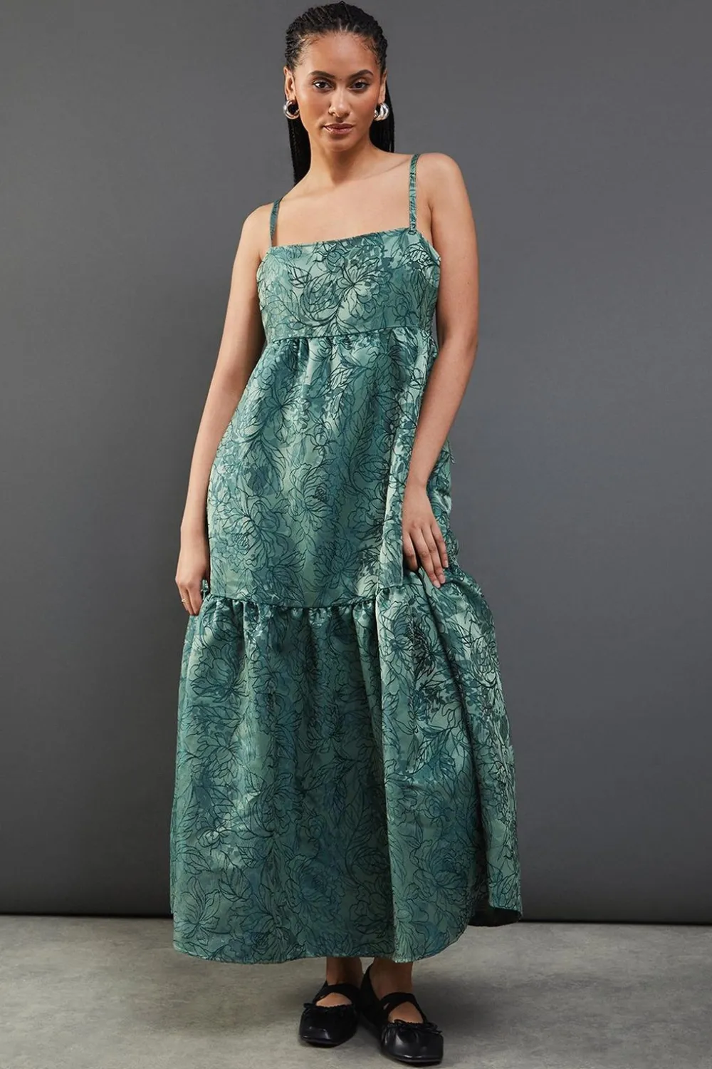 Dresses^Nasty Gal Jacquard Strappy Smock Midi Dress |