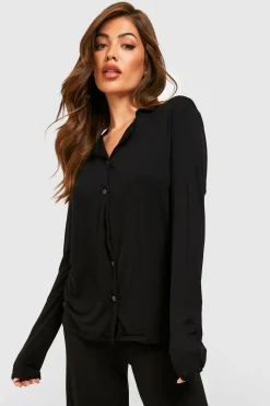Sleepwear^Nasty Gal Jersey Long Sleeve Button Up Pyjama Shirt |
