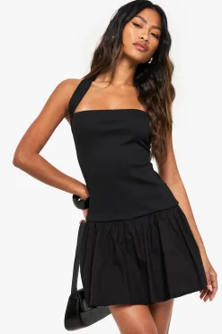 Dresses^Nasty Gal Jersey Rib Cotton Mix Halterneck Mini Dress |