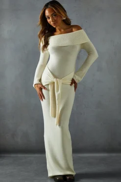 Knitwear^Nasty Gal Knitted Bardot Wrap Front Midi Dress |