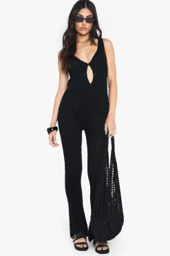 Crochet|Knitwear^Nasty Gal Knitted Crochet Flare Trouser |