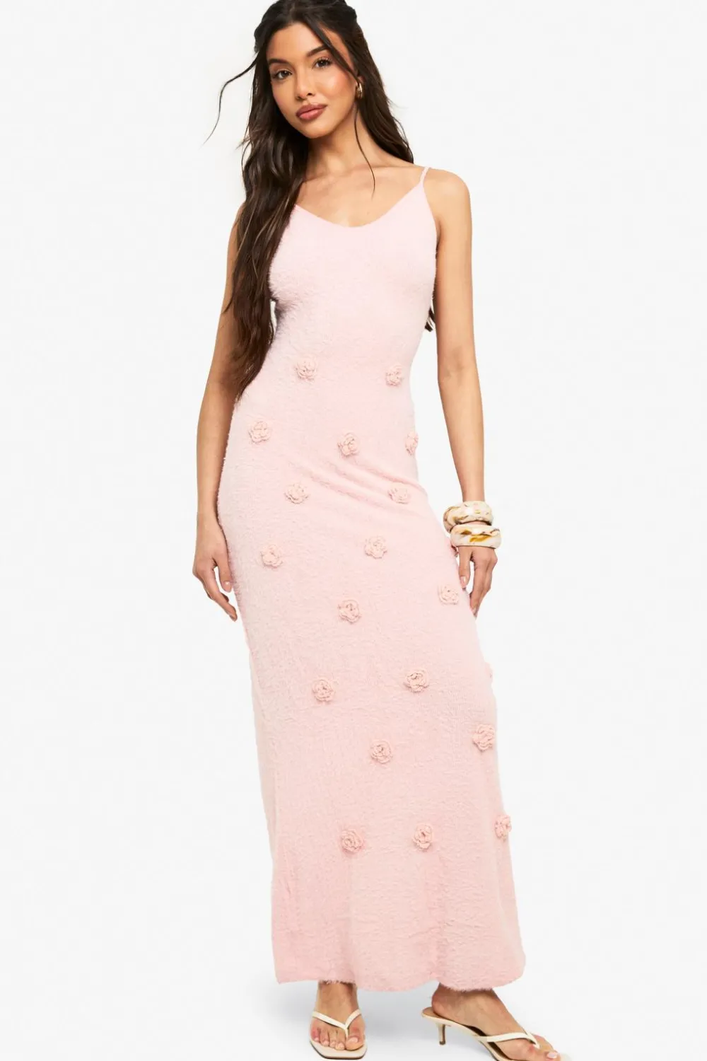 Crochet|Dresses^Nasty Gal Knitted Flower Detail Crochet Maxi Dress |