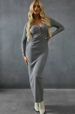 Dresses^Nasty Gal Knitted Gold Trim Detail Plunge Bodycon Midaxi Dress |