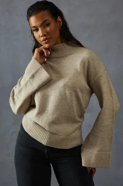 Knitwear^Nasty Gal Knitted HighNeck Wide Sleeve Jumper |