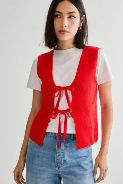 Spring Break|Spring Outfits^Nasty Gal Knitted Tie Front Vest |