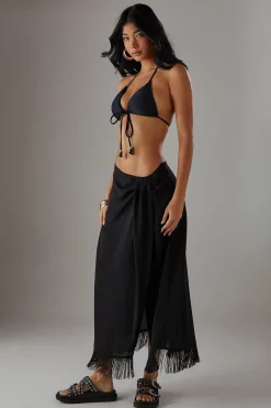 Swimwear^Nasty Gal Knot Front Tassel Hem Midi Skirt |
