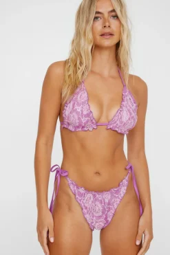 Bikinis|Swimwear^Nasty Gal Lace 2 Tone Ruffle Triangle Bikini Set |