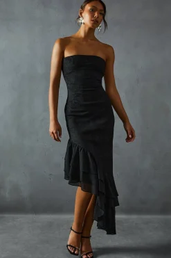 Dresses^Nasty Gal Lace Bandeau Frill Hem Asymmetric Dress |