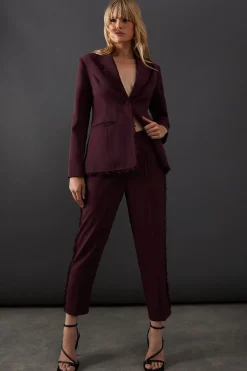 Pants^Nasty Gal Lace Frill Trim Tailored Trouser |