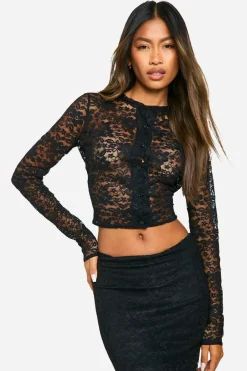 Tops^Nasty Gal Lace Long Sleeve Cardigan |