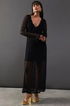 Dresses^Nasty Gal Lace Ruffle Front Flute Sleeve Cardigan Dress Set |