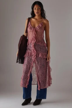 Tops^Nasty Gal Lace Ruffle Front Maxi Strappy Top |