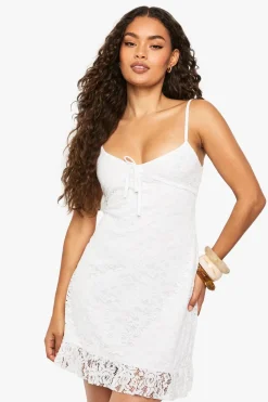 Dresses^Nasty Gal Lace Strappy Frill Trim Mini Dress |
