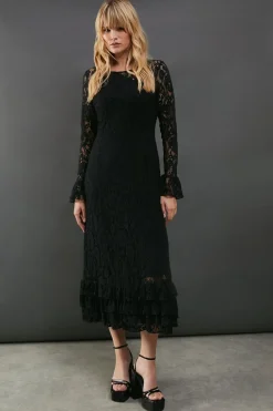 Dresses^Nasty Gal Lace Tiered Ruffle Midaxi Dress |