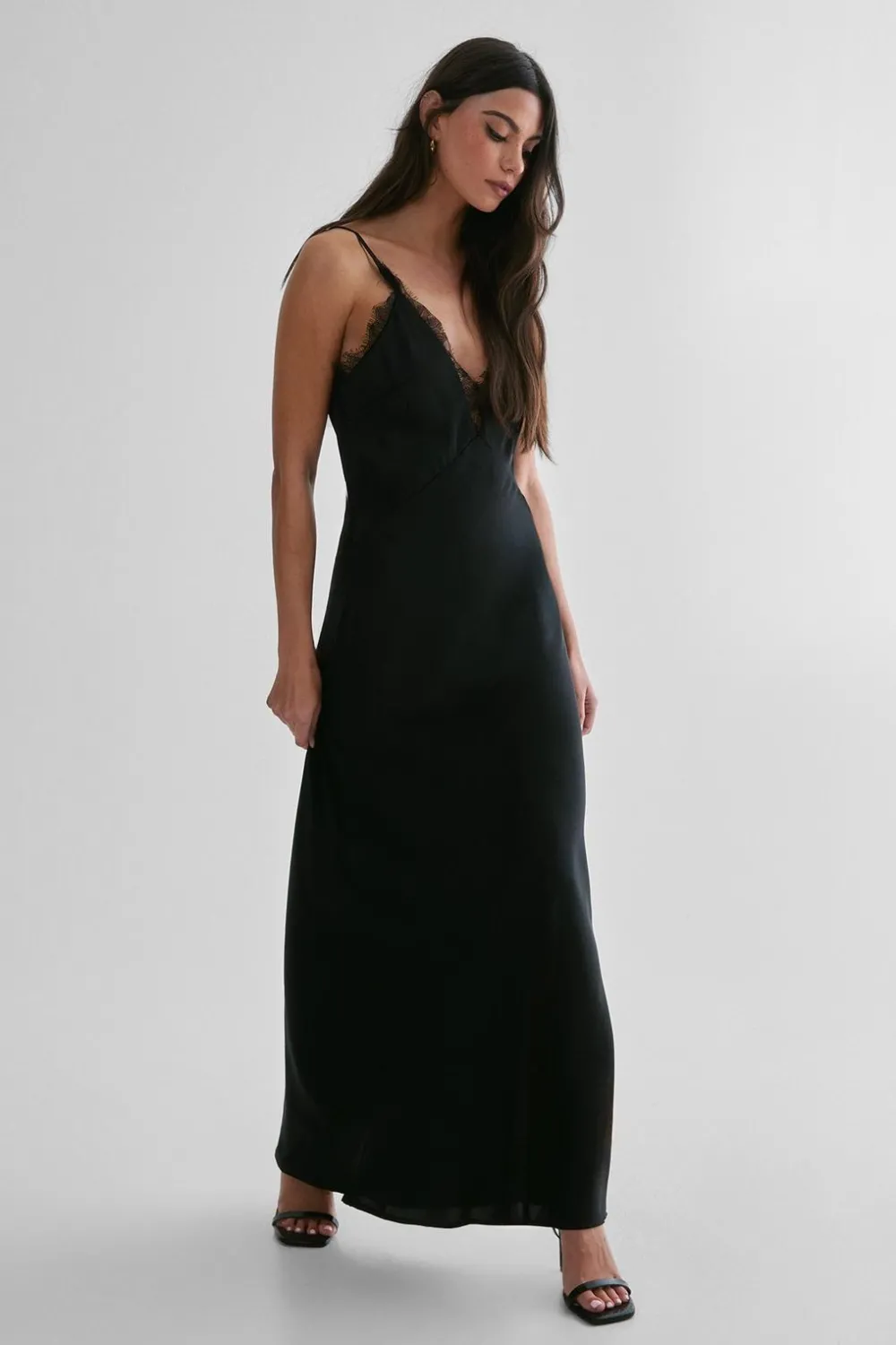 Graduation Dresses|Dresses^Nasty Gal Lace Trim Satin Maxi Dress |