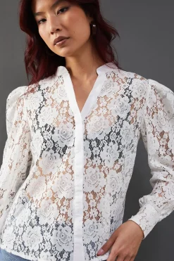 Tops^Nasty Gal Lace Yoke Shirt |