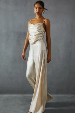 Two Piece Sets|Two Piece Sets^Nasty Gal LameDrapedBustTop & Wide Leg Trouser Co-ord |