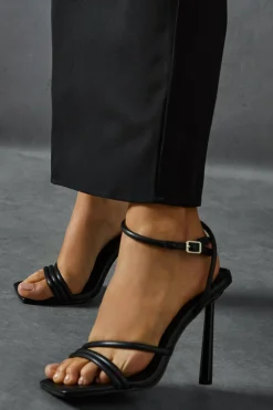 Leather^Nasty Gal Leather Look Padded Strappy Heels |