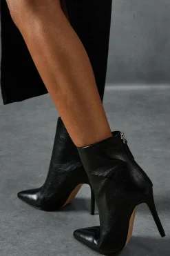 Leather^Nasty Gal Leather Look Stiletto Pointed Ankle Boots |