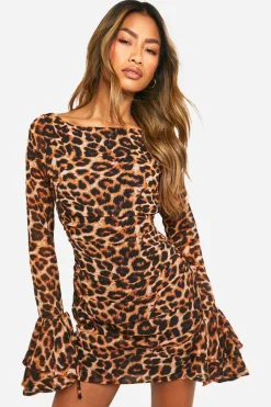 Animal Print|Dresses^Nasty Gal Leopard Chiffon Ruffle Mini Dress |