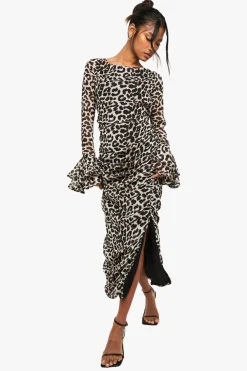Animal Print|Dresses^Nasty Gal Leopard Chiffon Ruffle Midaxi Dress |