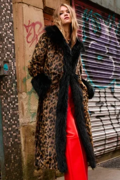 Animal Print|Real & Faux Fur Jackets^Nasty Gal Leopard Faux Fur Longline Coat |