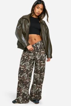 Animal Print|Jeans^Nasty Gal Leopard Print Elasticated Waist Wide Leg Jeans |