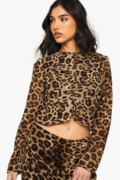 Animal Print|Tops^Nasty Gal Leopard Print High Neck Woven Crop Top |