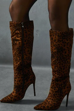 Animal Print^Nasty Gal Leopard Print Knee High Boots |