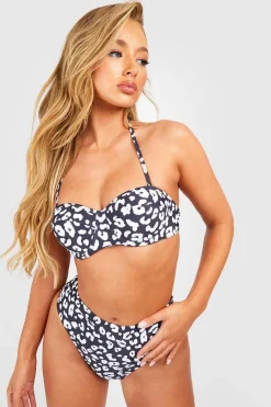 Animal Print|Bikinis^Nasty Gal Leopard Print Underwired Bikini Top & High Waist Bikini Bottoms Set |
