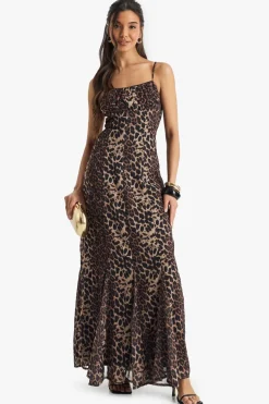 Animal Print^Nasty Gal Leopard Printed Godet Hem Slip Dress |