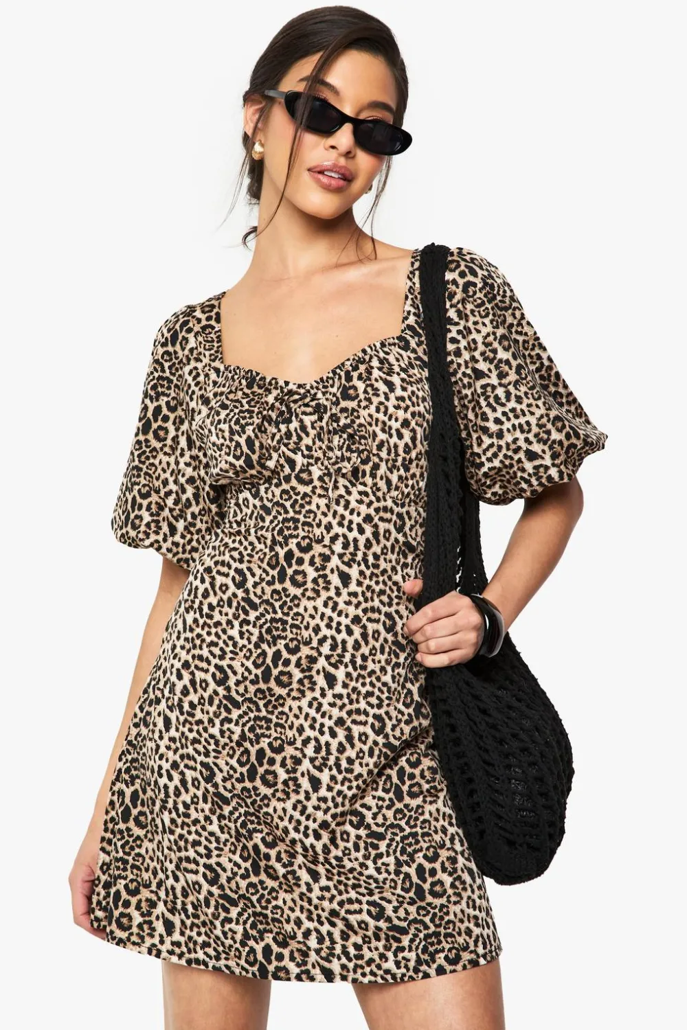 Animal Print|Dresses^Nasty Gal Leopard Puff Sleeve Mini Dress |