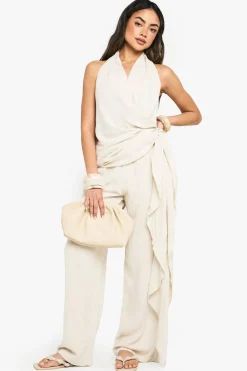 Jumpsuits|Jumpsuits^Nasty Gal Linen Look Drape Cowl Wrap Jumpsuit |
