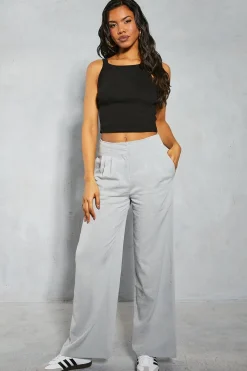 Pants^Nasty Gal Linen Look Pleat Waist Detail Wide Leg Trouser |
