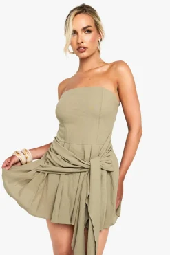 Dresses^Nasty Gal Linen Look Pleated Wrap Mini Dress |